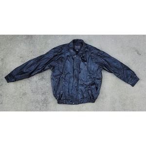 Vtg Italian Stone Design Patchwork Leather Moto Bomber Jacket